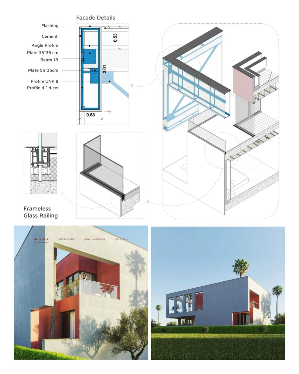BIM details and exterior views of Ravia Villa